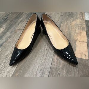 Kate Spade Black Patent Leather Milan Block Heels Point Toe Size 8.5